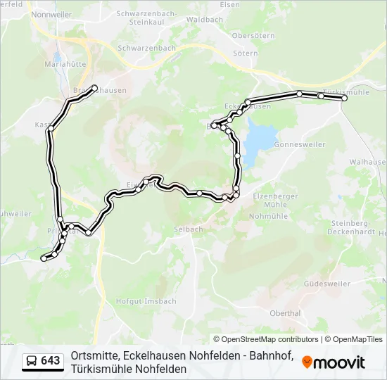643 Bus Line Map