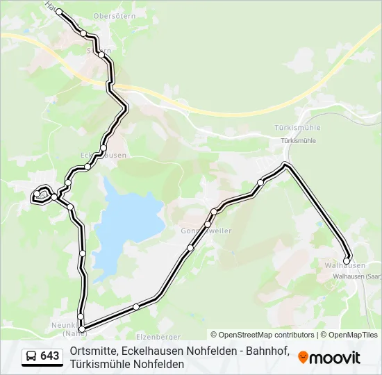 643 Bus Line Map