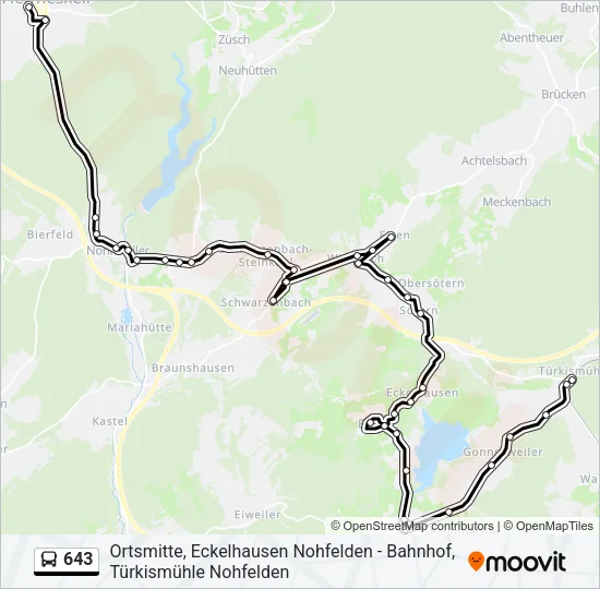643 Bus Line Map