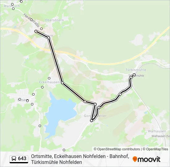 643 Bus Line Map