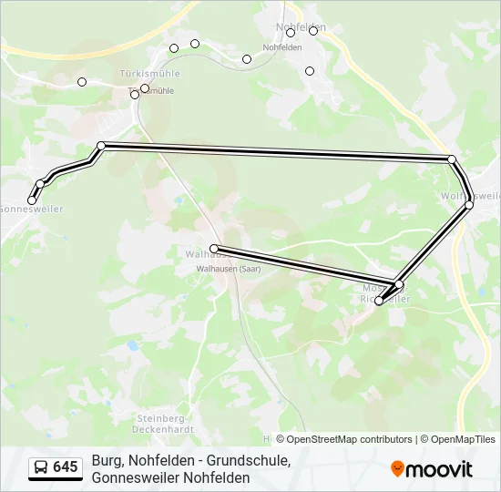 645 Bus Line Map