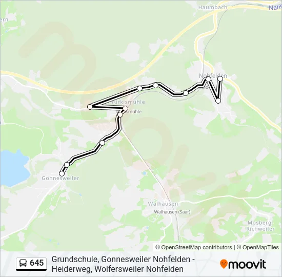 645 Bus Line Map