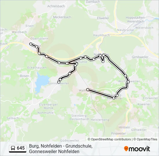 645 Bus Line Map