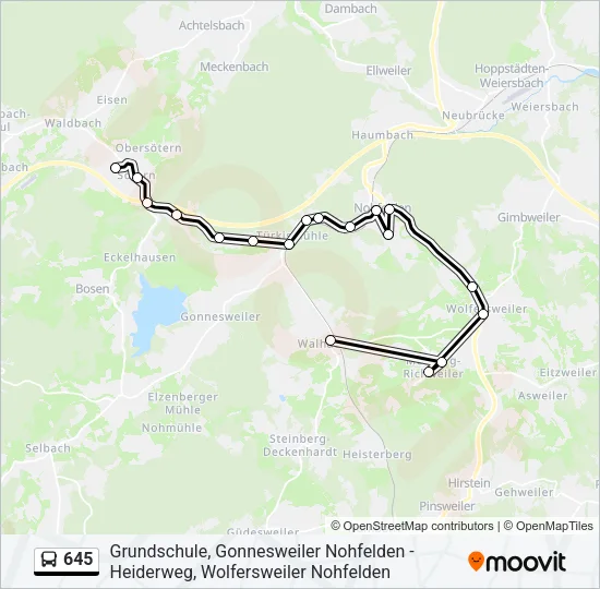 645 Bus Line Map