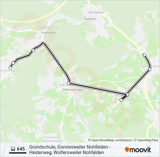 645 Bus Line Map