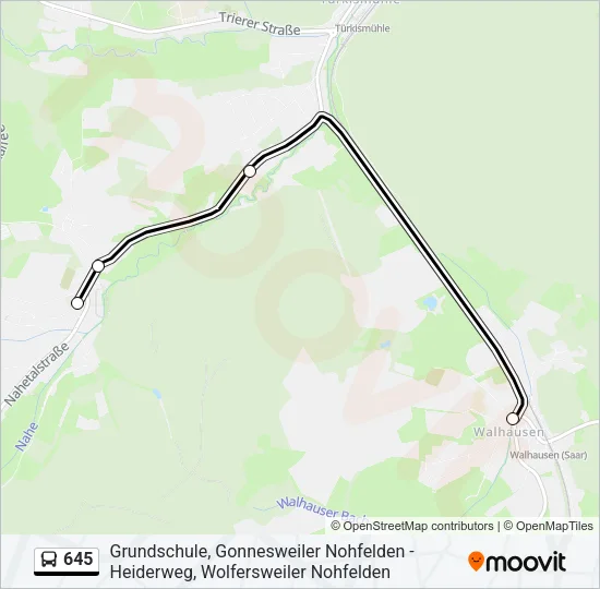 645 Bus Line Map