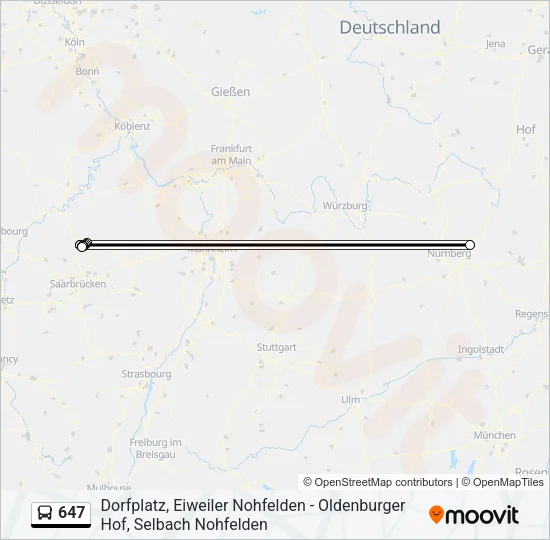 647 Bus Line Map