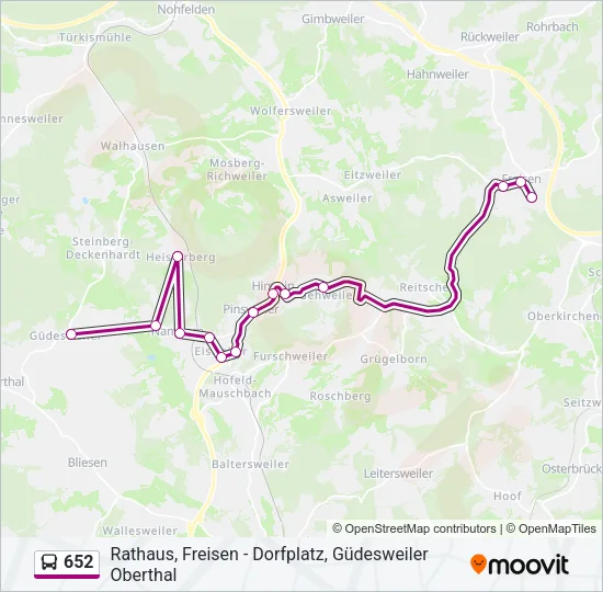 652 Bus Line Map