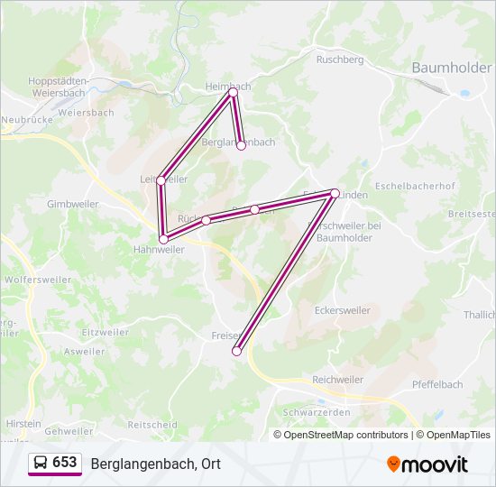 653 Bus Line Map