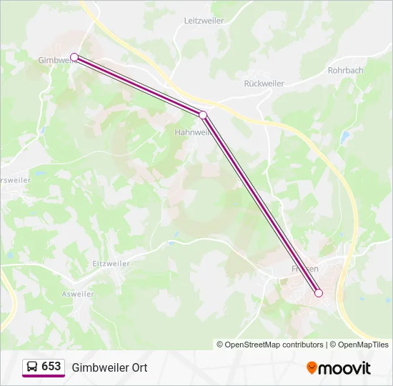 653 Bus Line Map