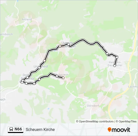 N66 Bus Line Map