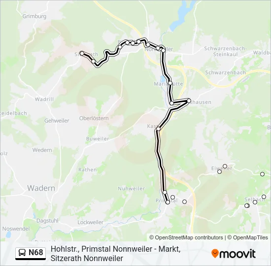 N68 Bus Line Map