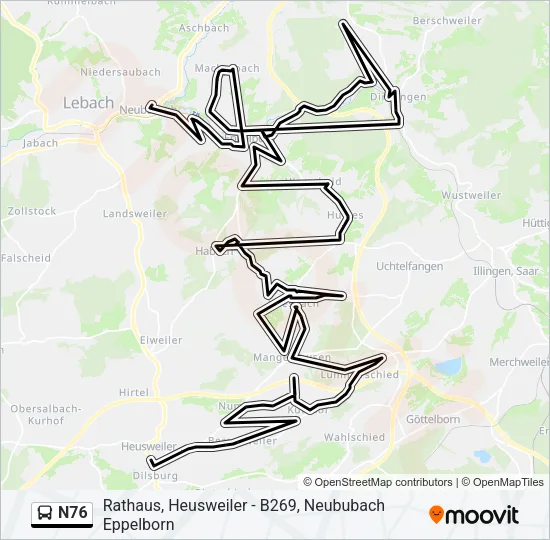 N76 Bus Line Map