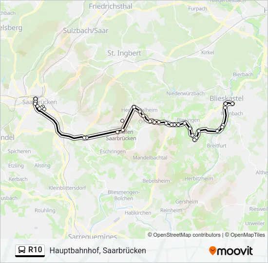 R10 Bus Line Map