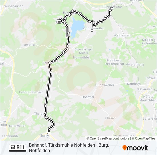 Автобус R11: карта маршрута