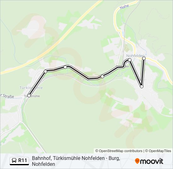 Автобус R11: карта маршрута