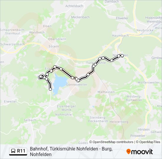 Автобус R11: карта маршрута