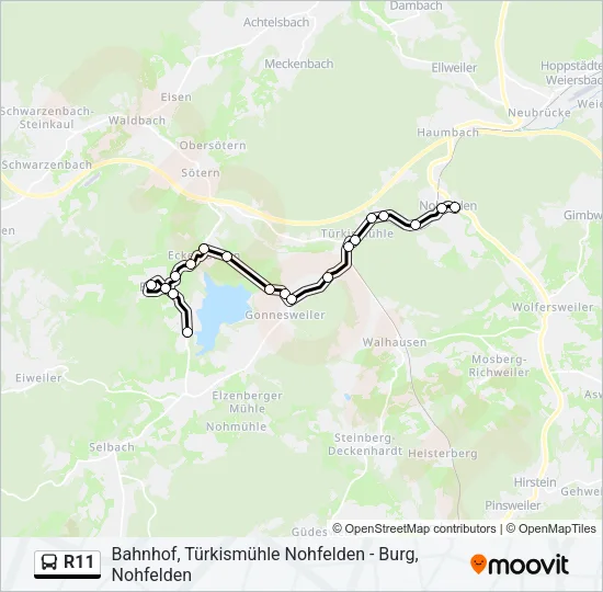 Автобус R11: карта маршрута