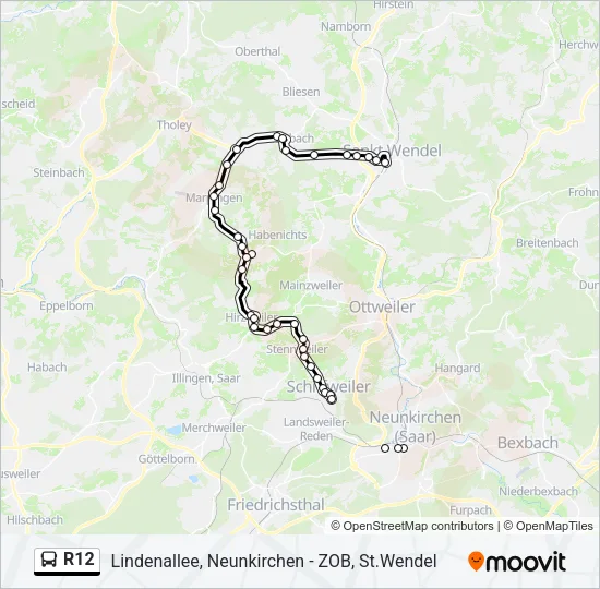 R12 Bus Line Map