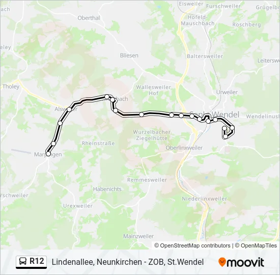 R12 Bus Line Map