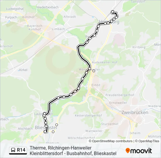 R14 Bus Line Map