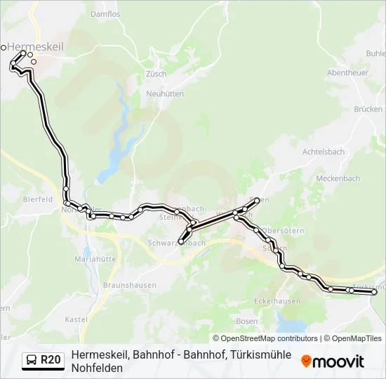 R20 Bus Line Map