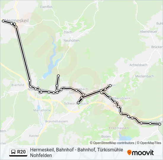 R20 Bus Line Map