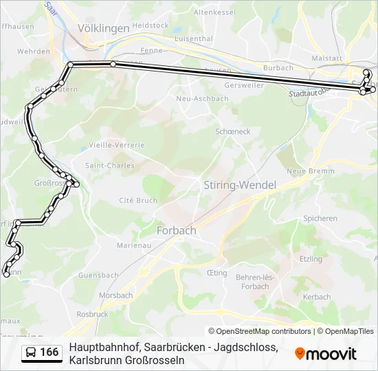 Автобус 166: карта маршрута