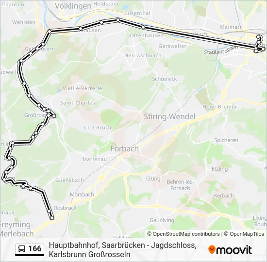 Автобус 166: карта маршрута