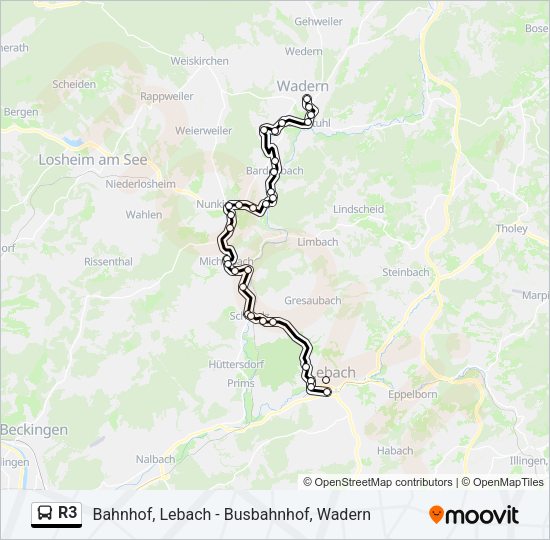 R3 Bus Line Map