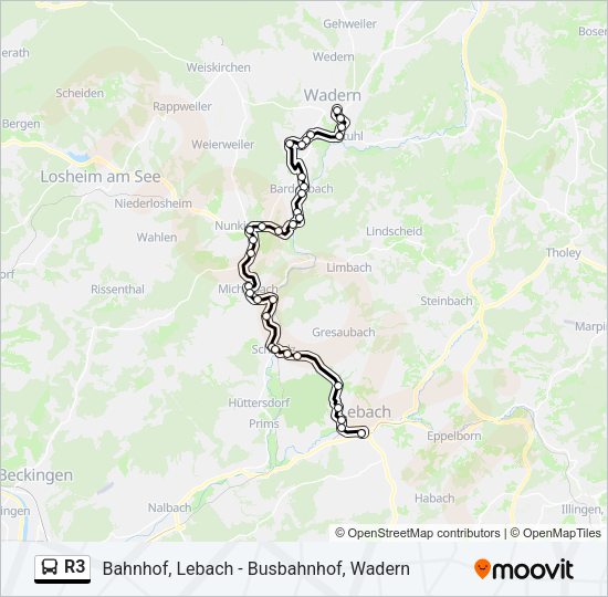 R3 Bus Line Map
