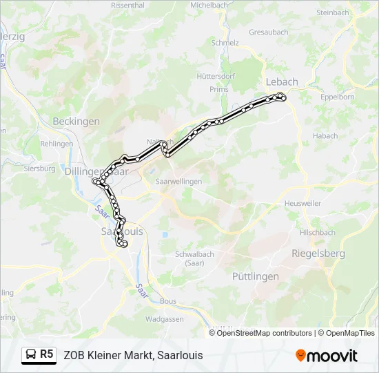 R5 Bus Line Map