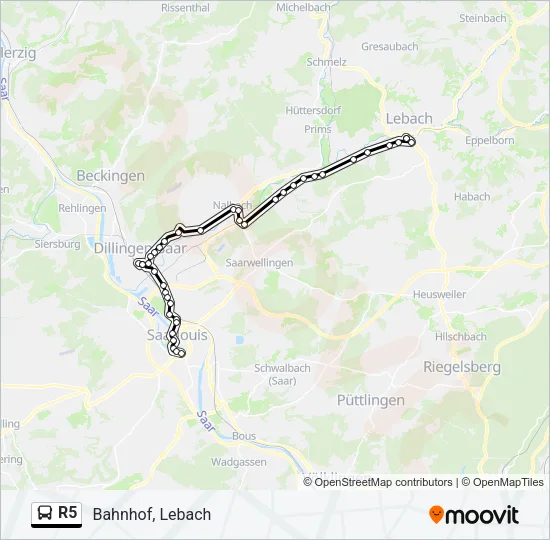 R5 Bus Line Map