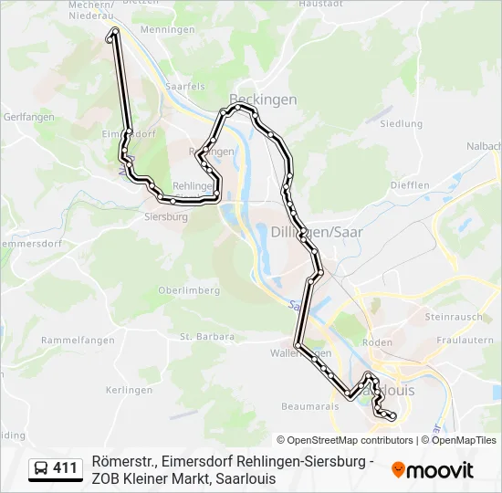 Автобус 411: карта маршрута