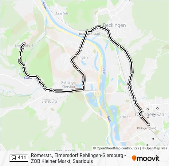 Автобус 411: карта маршрута