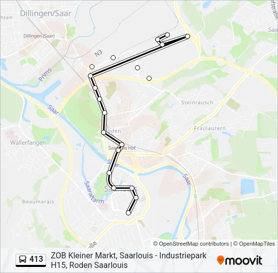 413 Bus Line Map