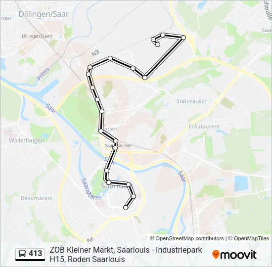 413 Bus Line Map