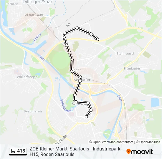 413 Bus Line Map