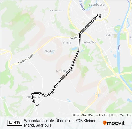 419 Bus Line Map