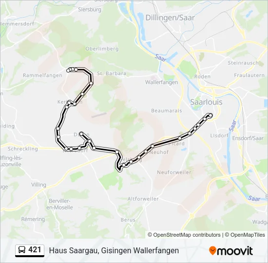 421 Bus Line Map