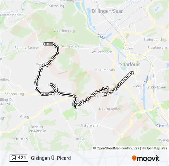 421 Bus Line Map