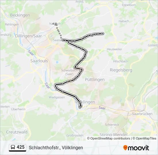 425 Bus Line Map