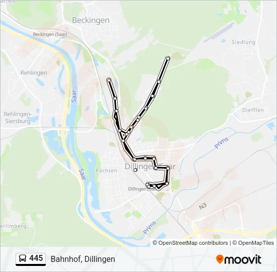 445 Bus Line Map