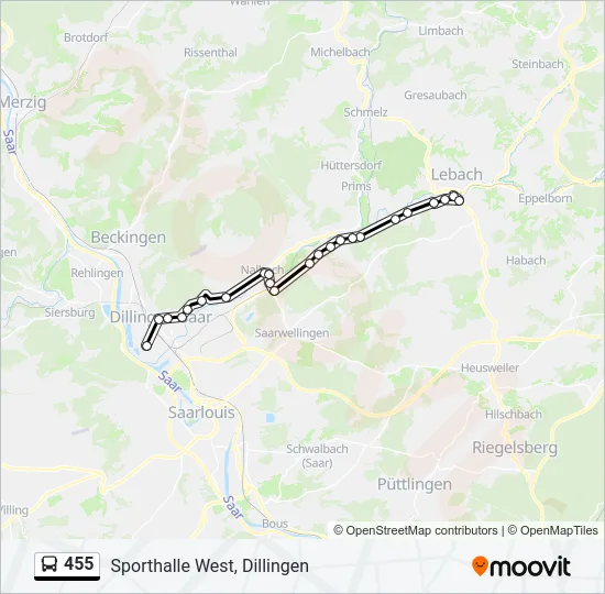 455 Bus Line Map