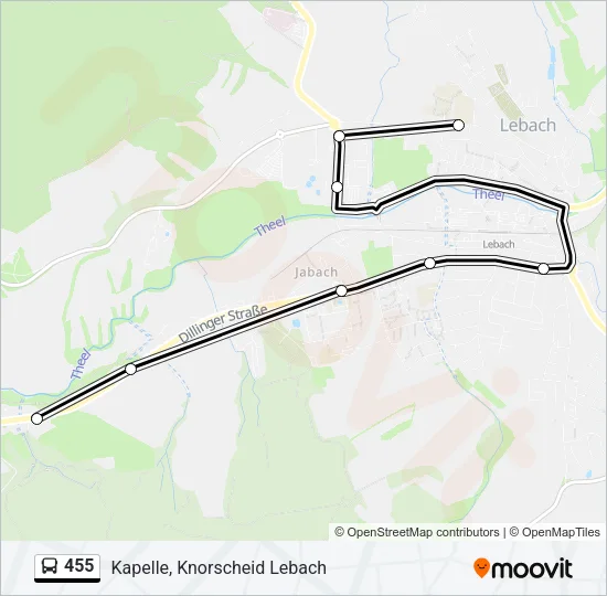 455 Bus Line Map