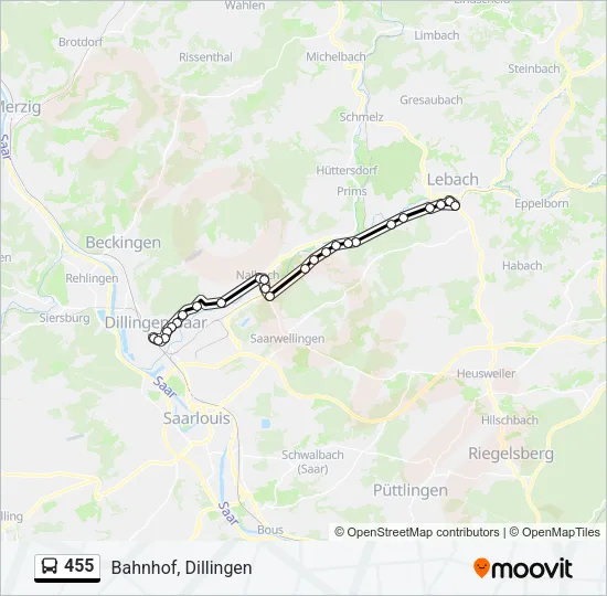 455 Bus Line Map