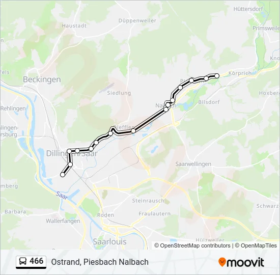 466 Bus Line Map