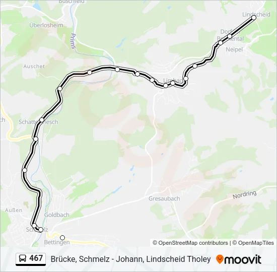 467 Bus Line Map