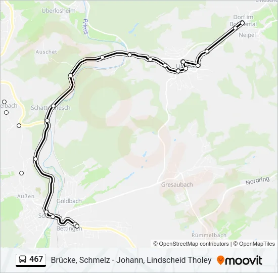 467 Bus Line Map