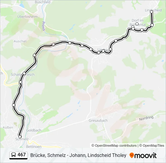 467 Bus Line Map